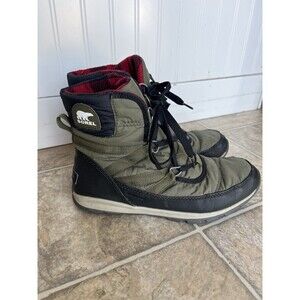 Sorel Whitney Short Lace Waterproof Winter Snow Boots Green Women's Size 9